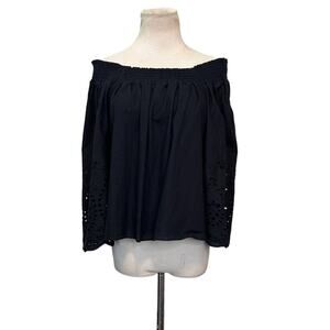 Whimsy + Row black off shoulder 3/4 sleeves boho blouse size Small